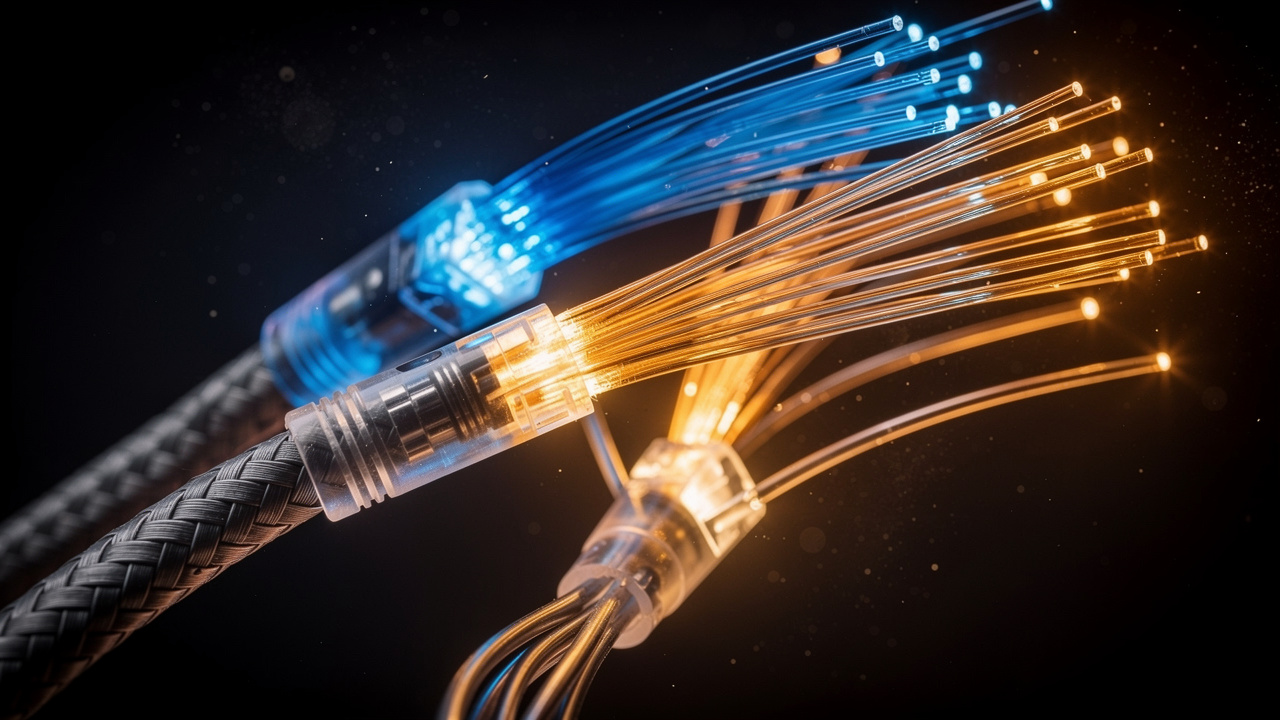 Fiber optic cables transmitting broadcast data signals