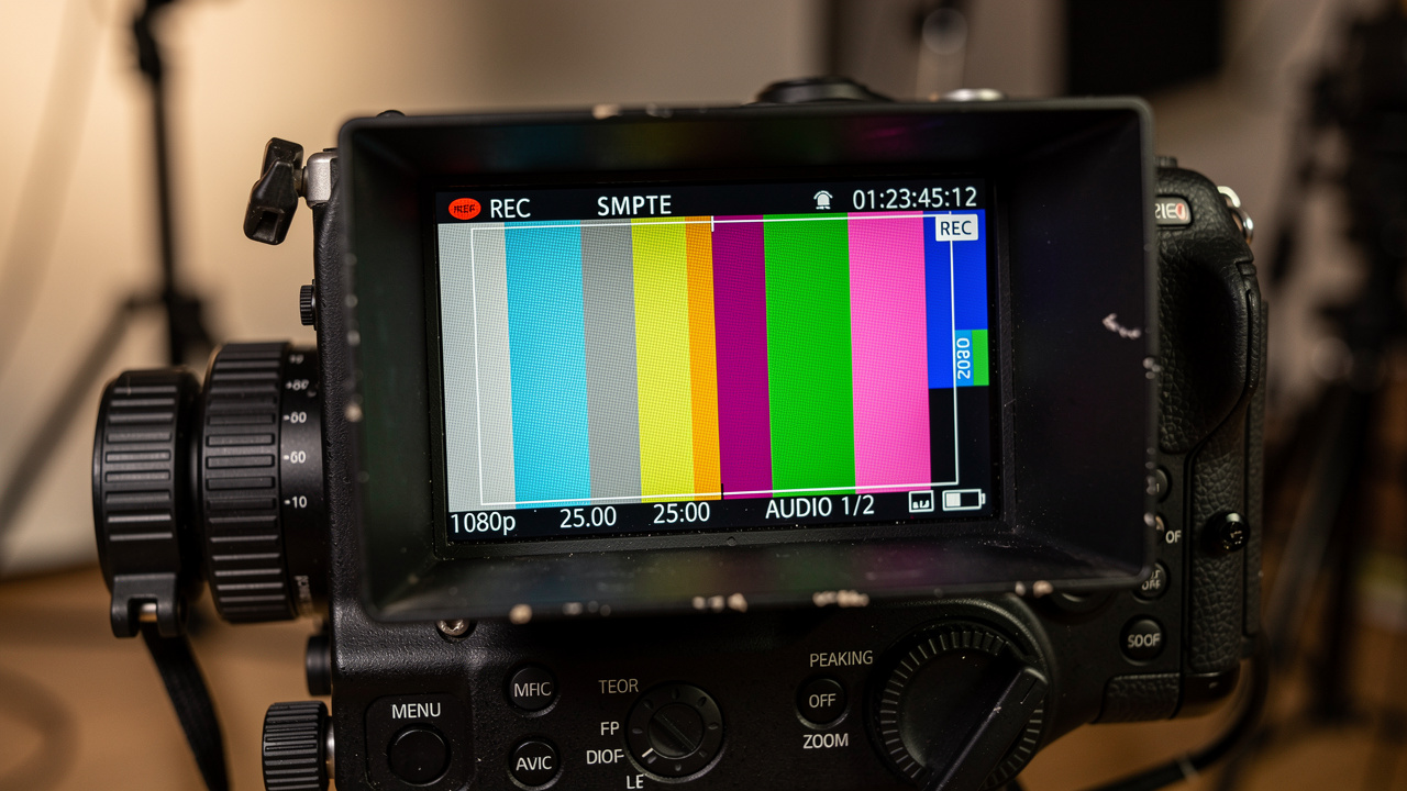 Professional broadcast camera with timing display