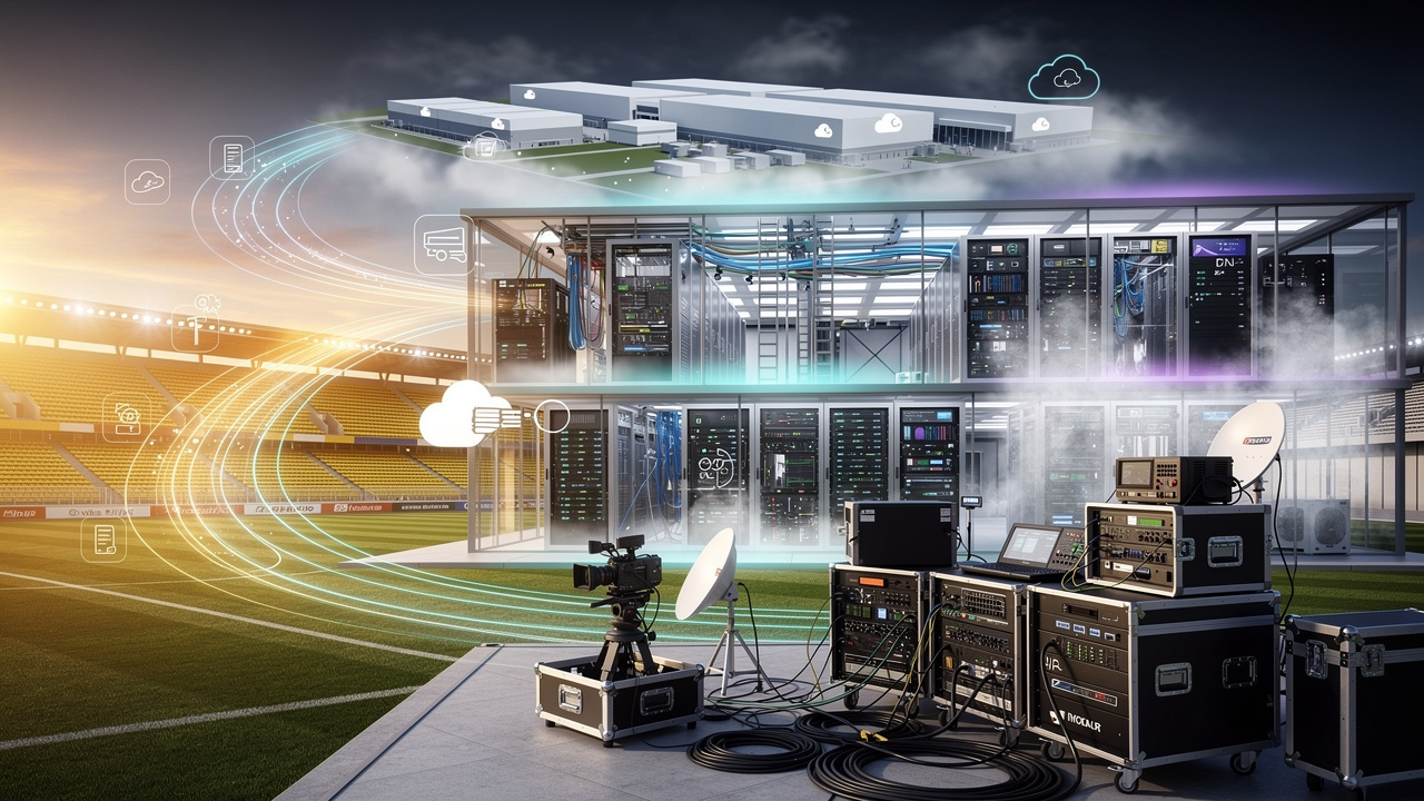 Three-tier edge core cloud broadcast network architecture with remote venue connectivity