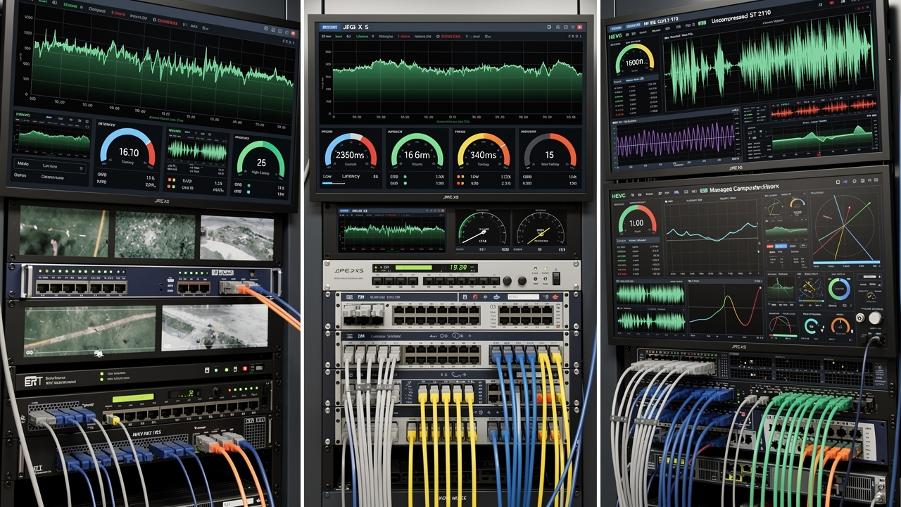 Comparison of SRT HEVC and JPEG XS transport protocols for broadcast contribution